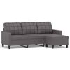 vidaXL Sof&aacute; de 3 plazas con taburete cuero sint&eacute;tico gris 180 cm