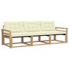 vidaXL Conjunto de sof&aacute;s de exterior 3 uds. Blanco y Crema
