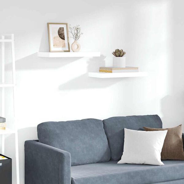 vidaXL Estante flotante de pared 2 uds MDF blanco brillo 50x23x3,8 cm