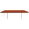 vidaXL Toldo manual retr&aacute;ctil con postes naranja y marr&oacute;n 3,5x2,5 m