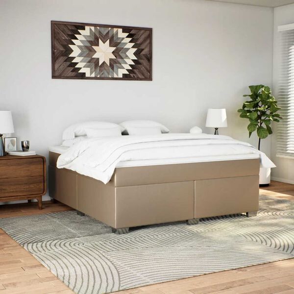 vidaXL Cama box spring con colch&oacute;n cuero sint&eacute;tico capuchino 180x200cm
