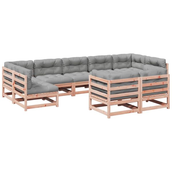 vidaXL Set de sof&aacute;s jard&iacute;n 9 pzas con cojines madera de abeto Douglas