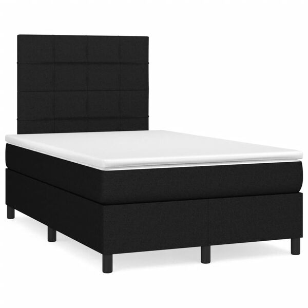 vidaXL Cama box spring con colch&oacute;n y luces LED tela negro 120x190 cm