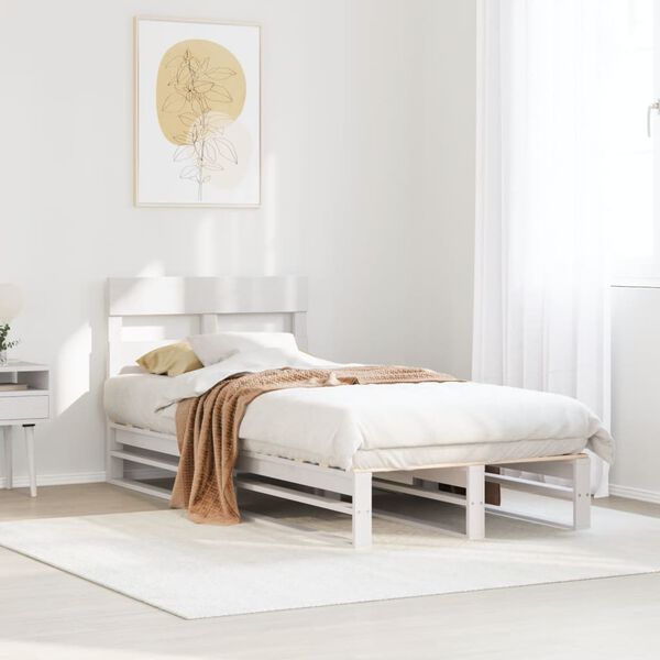 vidaXL Estructura cama sin colch&oacute;n madera maciza pino blanca 100x200cm
