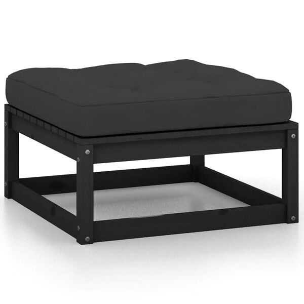 vidaXL Set de muebles de jardín 3 pzas con cojines madera pino negro