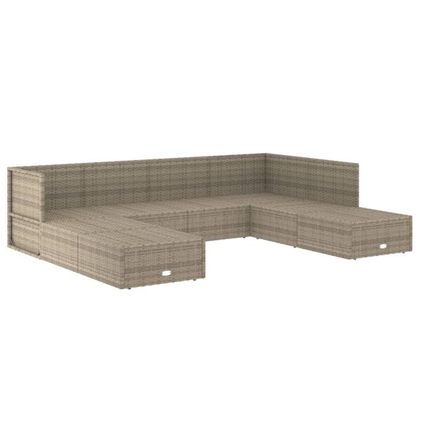 vidaXL Set de muebles de jard&iacute;n 8 pzas y cojines rat&aacute;n sint&eacute;tico gris