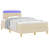 vidaXL Cama Box Spring LED con colch&oacute;n con LED Crema 120 x 190 cm tela