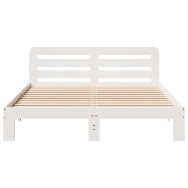 vidaXL Estructura de cama sin colch&oacute;n madera maciza blanca 120x190 cm