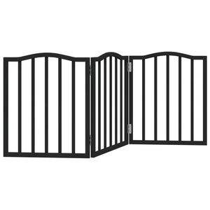 vidaXL Puerta para perros plegable 3 paneles madera &aacute;lamo negra 150 cm