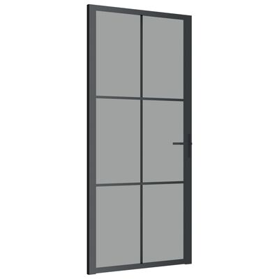 vidaXL Puerta interior vidrio EGS y aluminio negro 93x201,5 cm
