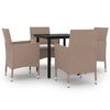 vidaXL Set comedor de jard&iacute;n 5 pzas y cojines rat&aacute;n sint&eacute;tico negro