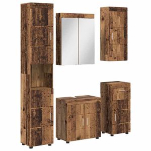 vidaXL Juego de muebles de ba&ntilde;o con caj&oacute;n TULUM Madera vieja