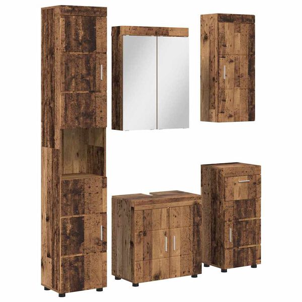 vidaXL Juego de muebles de ba&ntilde;o con caj&oacute;n TULUM Madera vieja