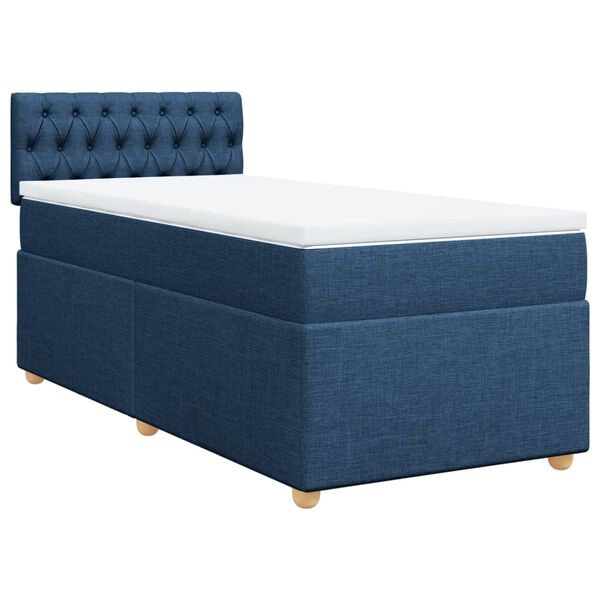 vidaXL Cama box spring con colch&oacute;n tela azul 100x200 cm