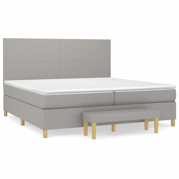 vidaXL Cama box spring con colch&oacute;n tela gris claro 200x200 cm