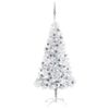 vidaXL Árbol de Navidad preiluminado con luces y bolas plateado 150 cm