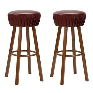vidaXL Taburetes de cocina 2 unidades cuero sint&eacute;tico marr&oacute;n
