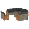 vidaXL Set de sof&aacute;s de jard&iacute;n 12 pzas con cojines rat&aacute;n sint&eacute;tico gris