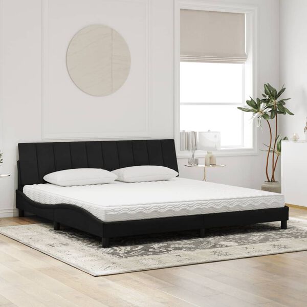 vidaXL Cama con colchón Hanko terciopelo negro 200x200 cm