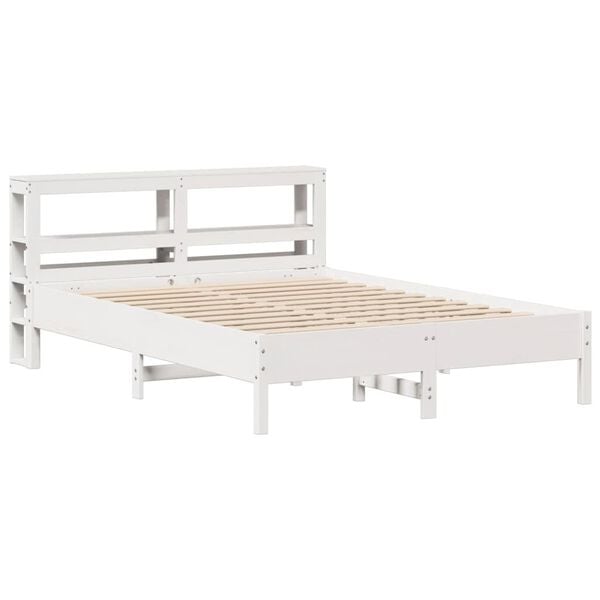 vidaXL Estructura de cama sin colch&oacute;n madera de pino blanca 140x200 cm