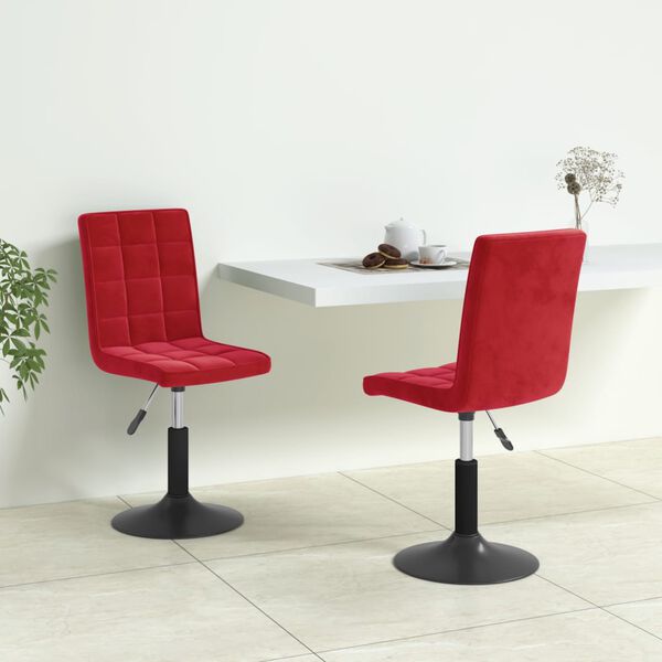 vidaXL Sillas de comedor giratorias 2 uds terciopelo rojo vino tinto