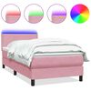 vidaXL Cama box spring con colch&oacute;n y LED terciopelo rosa 100x220 cm