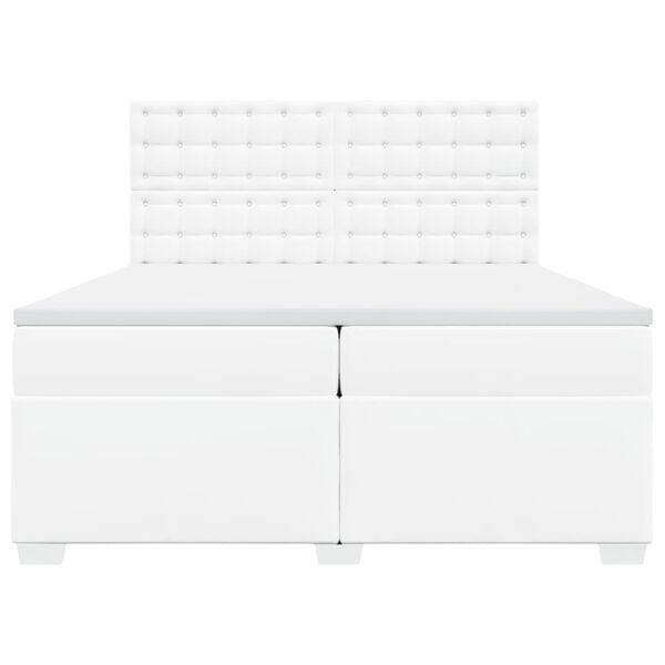 vidaXL Cama box spring con colchón cuero sintético blanco 200x200 cm