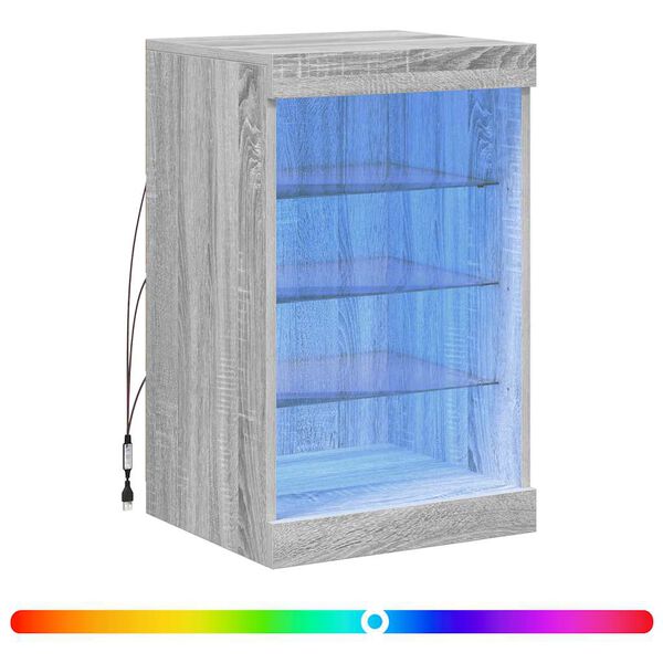 vidaXL Aparador con luces LED gris Sonoma 41x37x67 cm