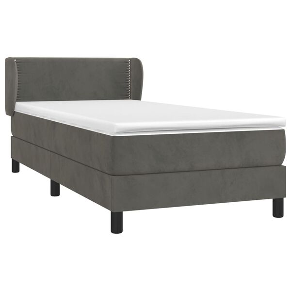 vidaXL Cama box spring con colch&oacute;n terciopelo gris oscuro 90x200 cm