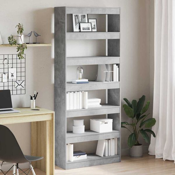 vidaXL Librer&iacute;a Gris Concreto 80 x 30 x 198 cm Madera de ingenier&iacute;a