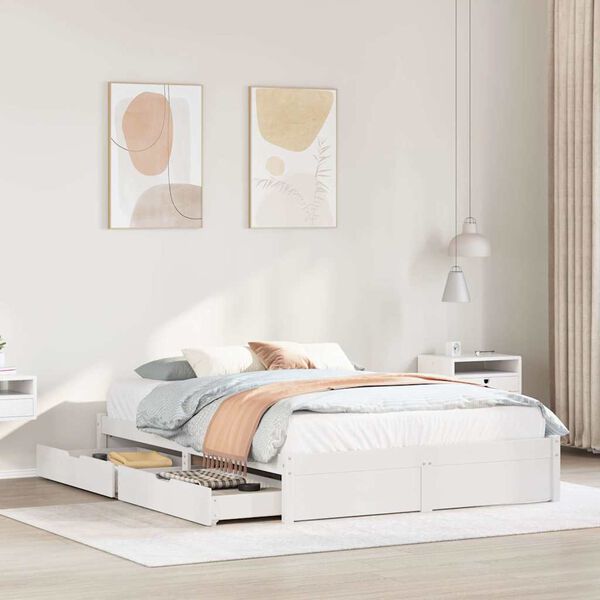 vidaXL Estructura de cama sin colchón madera de pino blanca 140x190 cm