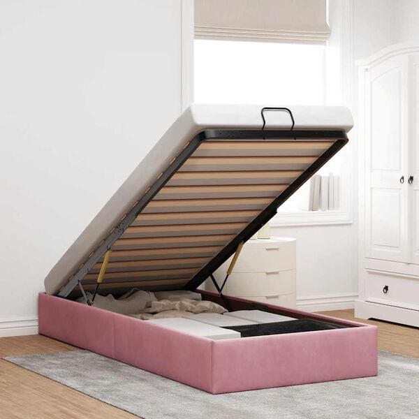 vidaXL Estructura cama otomana sin colchón terciopelo rosa 90x200 cm