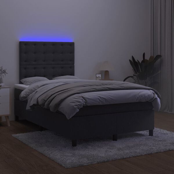 vidaXL Cama box spring colch&oacute;n y LED terciopelo negro 120x200 cm