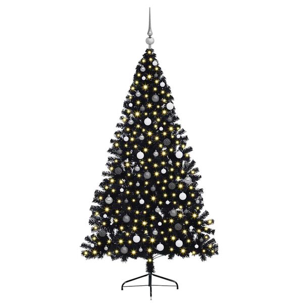 vidaXL &Aacute;rbol de Navidad Artificial Preiluminado Negro 210 cm PVC