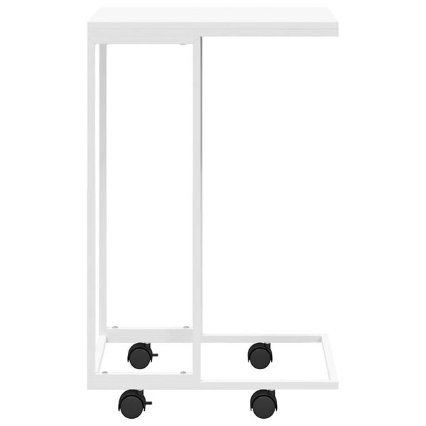 vidaXL Mesa auxiliar con ruedas madera ingenier&iacute;a blanco 40x30x63,5 cm
