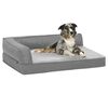 vidaXL Colch&oacute;n de cama de perro ergon&oacute;mico aspecto lino gris 90x64 cm