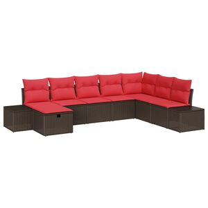 vidaXL Conjunto de sof&aacute; de jard&iacute;n 8 uds. Marr&oacute;n rat&aacute;n sint&eacute;tico