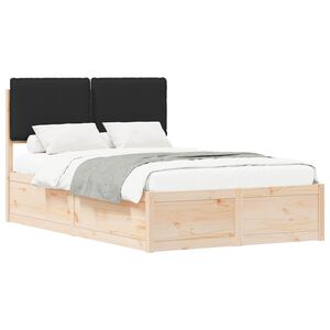 vidaXL Estructura de Cama con Cabecera Tapizada Negro 120 x 190 cm