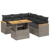 vidaXL Set de muebles de jard&iacute;n 6 pzas y cojines rat&aacute;n sint&eacute;tico gris