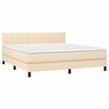 vidaXL Cama box spring con colch&oacute;n tela color crema 160x200 cm