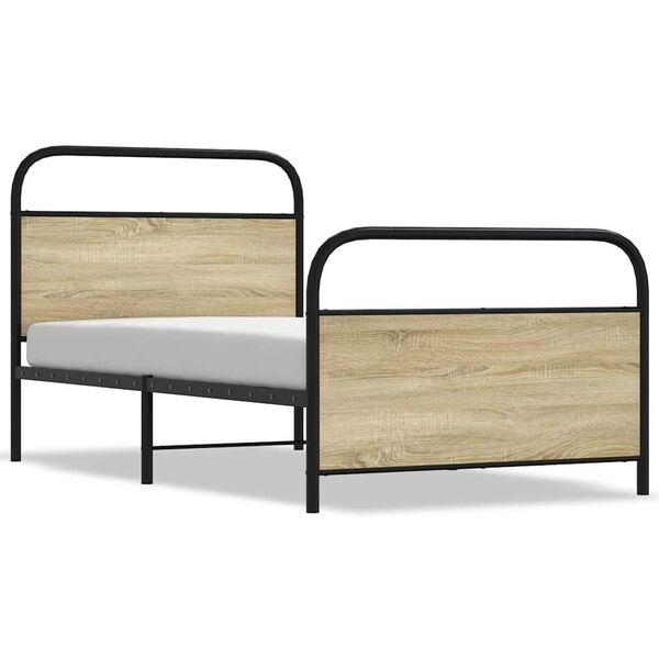 vidaXL Estructura de cama sin colch&oacute;n 90x190 cm madera roble Sonoma