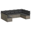 vidaXL Set de muebles de jard&iacute;n 9 pzas y cojines rat&aacute;n sint&eacute;tico gris