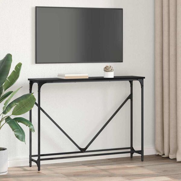 vidaXL Mesa Consola Roble Negro 102 x 23 x 75 cm Madera de ingenier&iacute;a