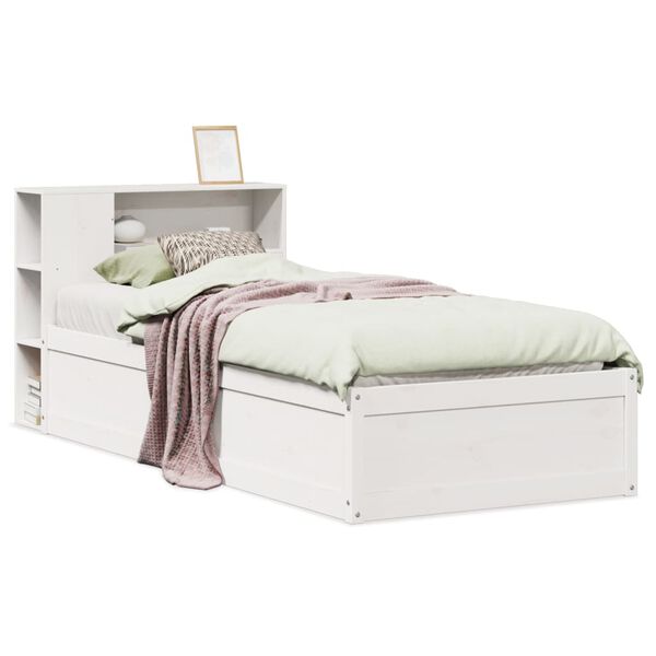 vidaXL Estructura de cama sin colch&oacute;n madera maciza blanca 75x190 cm