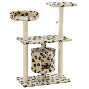 vidaXL Rascador para gatos con poste de sisal 95 cm huellas beige