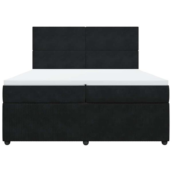 vidaXL Cama box spring con colch&oacute;n terciopelo negro 200x200 cm