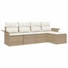 vidaXL Conjunto de sof&aacute; de jard&iacute;n 5 uds. Beige rat&aacute;n sint&eacute;tico