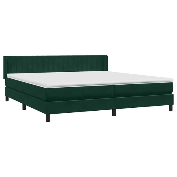 vidaXL Cama box spring con colch&oacute;n terciopelo verde oscuro 180x220 cm