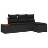 vidaXL Conjunto de sof&aacute; de jard&iacute;n 4 uds. Negro rat&aacute;n sint&eacute;tico
