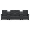 vidaXL Sill&oacute;n reclinable masaje 4 plazas con portavasos cuero PE negro